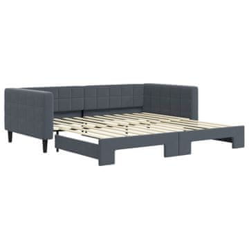 Vidaxl Izvlečna dnevna postelja temno siva 100x200 cm žamet