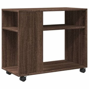 Vidaxl Stranska mizica s kolesi rjav hrast 70x35x60 cm inženirski les