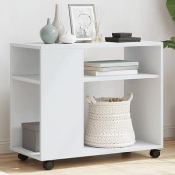 Vidaxl vidaXL Stranska mizica na kolesih bela 70x35x60 cm
