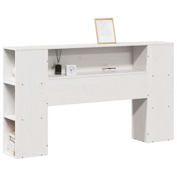 Vidaxl Vzglavje s predelki bela 140 cm trdna borovina