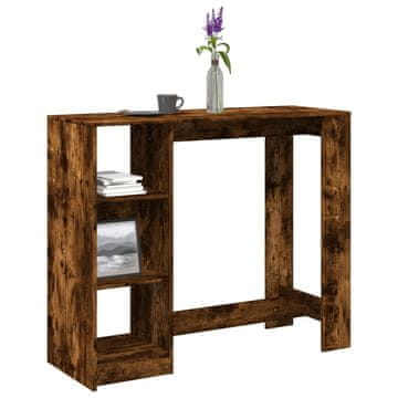 Vidaxl vidaXL Barska miza s policami dimljen hrast 124x46x103,5 cm