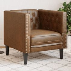 shumee vidaXL Fotelj chesterfield rjavo umetno semiš usnje