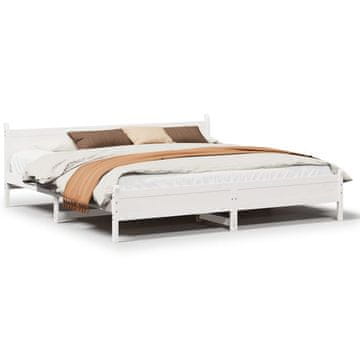 Vidaxl Posteljni okvir brez vzmetnice bel 200x200 cm trdna borovina