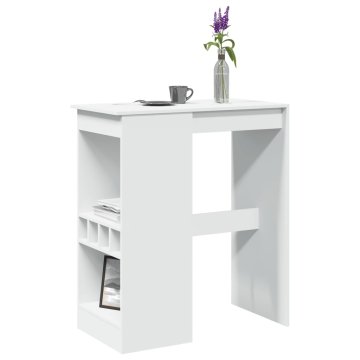 shumee vidaXL Barska miza s policami bela 90x47,5x103,5 cm inženirski les