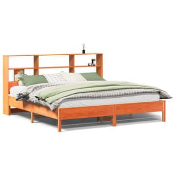 Vidaxl Knjižna postelja brez vzmetnice vošč. rjava 180x200 cm borovina