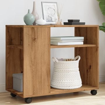 Vidaxl vidaXL Stranska mizica na kolesih Artisan hrast 70x35x60 cm