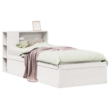 Vidaxl Posteljni okvir brez vzmetnice bel 75x190 cm trdna borovina
