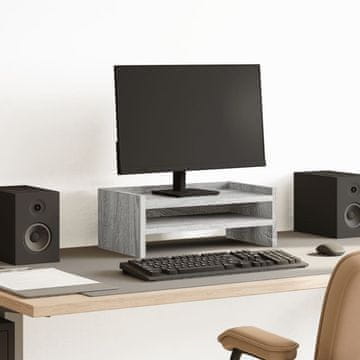 Vidaxl vidaXL Stojalo za monitor, sivo, hrast sonoma, 42 x 24 x 16 cm