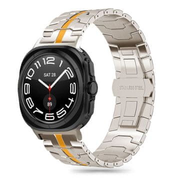 Tech-protect Stainless Line pašček za Samsung Galaxy Watch Ultra 47mm, titanium/orange