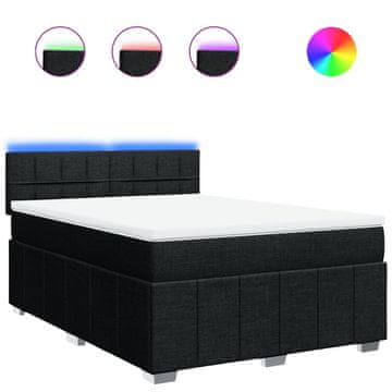 Vidaxl Box spring postelja z vzmetnico črna 160x200 cm blago