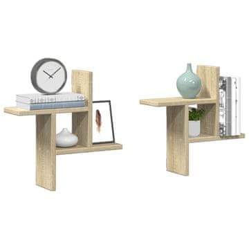 shumee vidaXL Stenska polica 2 kosa sonoma hrast 38x12x38 cm inženirski les