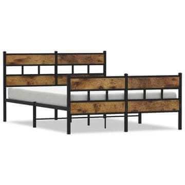 Vidaxl Kovinski posteljni okvir brez vzmetnice dimljen hrast 160x200cm