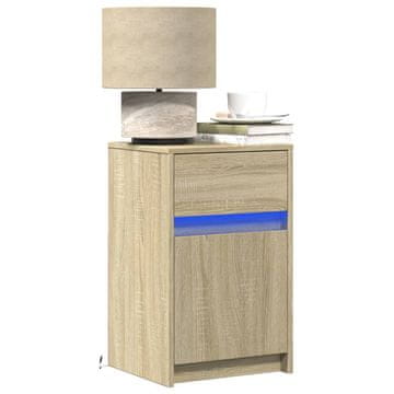 Vidaxl vidaXL Nočna omarica z LED-lučjo, hrast sonoma, material na osnovi lesa
