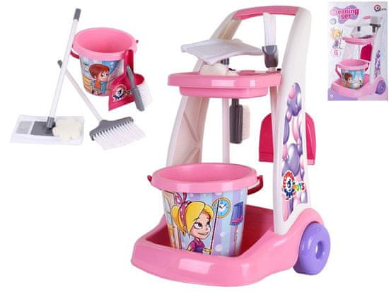 Teddies Komplet za čiščenje/čistilna naprava iz plastike z vozičkom z dodatki