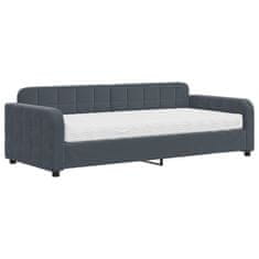 Vidaxl Dnevna postelja z vzmetnico temno siva 90x200 cm žamet