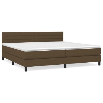 Vidaxl Box spring postelja z vzmetnico temno rjav 200x200 cm blago