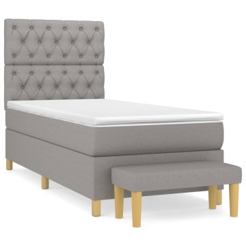 Vidaxl Box spring postelja z vzmetnico svetlo siva 80x200 cm blago