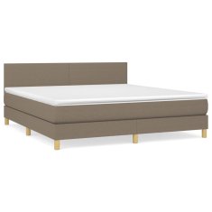 Vidaxl Box spring postelja z vzmetnico taupe 160x200 cm blago