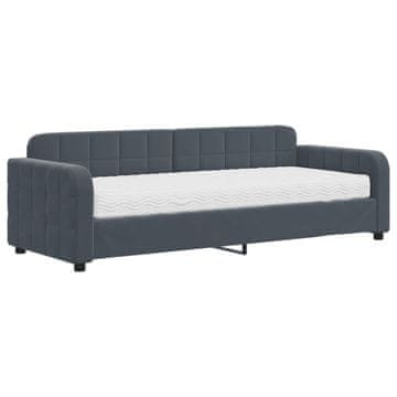 Vidaxl Dnevna postelja z vzmetnico temno siva 80x200 cm žamet