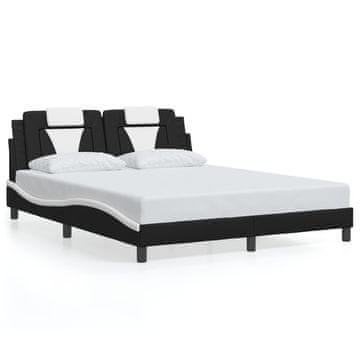Vidaxl Posteljni okvir brez vzmetnice Viana črn in bel 160x200 cm umetno usnje