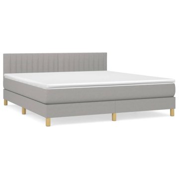 Vidaxl Box spring postelja z vzmetnico svetlo siva 180x200 cm blago