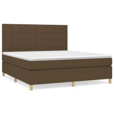 Vidaxl Box spring postelja z vzmetnico temno rjava 180x200 cm blago