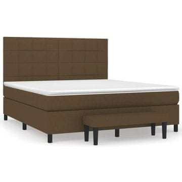 Vidaxl Box spring postelja z vzmetnico temno rjava 180x200 cm blago