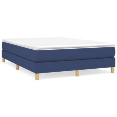 Vidaxl Box spring postelja z vzmetnico modra 140x200 cm blago
