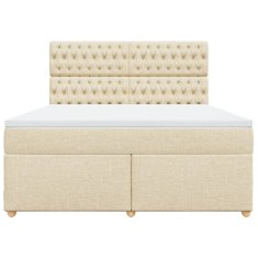Vidaxl Box spring postelja z vzmetnico krem 180x200 cm blago