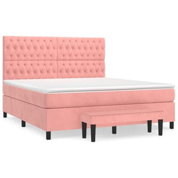 Vidaxl Box spring postelja z vzmetnico roza 180x200 cm žamet