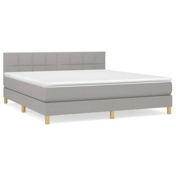 Vidaxl Box spring postelja z vzmetnico svetlo siva 160x200 cm žamet