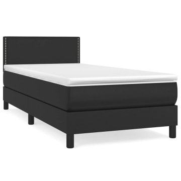 Vidaxl Box spring postelja z vzmetnico črna 90x200 cm umetno usnje