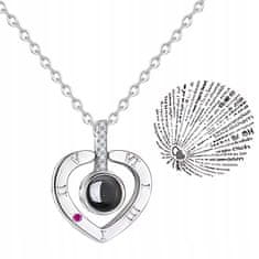 Korbi Ogrlica iz kirurškega jekla – obesek srce s projektorjem napisa “LOVE”