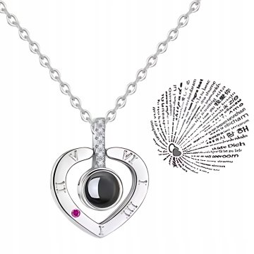 Korbi Ogrlica iz kirurškega jekla – obesek srce s projektorjem napisa “LOVE”