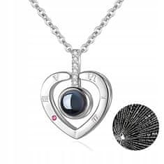 Korbi Ogrlica iz kirurškega jekla – obesek srce s projektorjem napisa “LOVE”