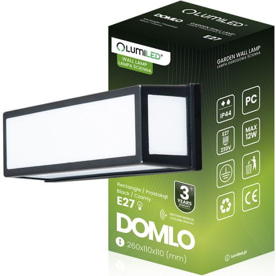 LUMILED Vrtna svetilka E27 senzor gibanja stenska svetilka DOMLO