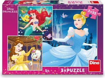 Dino Puzzle Disneyjeve princeske: Pepelka, Ariel in Bella 3x55 kosov