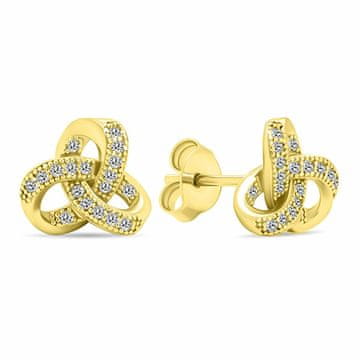 Brilio Silver Brezčasni pozlačeni uhani s cirkoni EA576Y