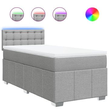 Vidaxl Box spring postelja z vzmetnico svetlo siv 100x200 cm blago