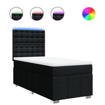 Vidaxl Box spring postelja z vzmetnico črna 90x200 cm blago