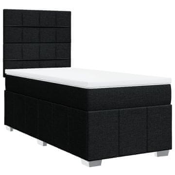 Vidaxl Box spring postelja z vzmetnico črna 90x200 cm blago