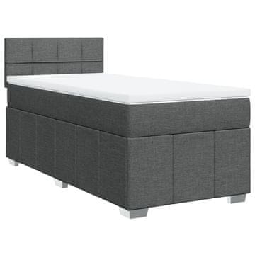 Vidaxl Box spring postelja z vzmetnico temno siva 100x200 cm blago