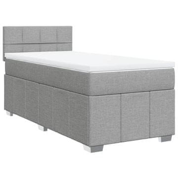Vidaxl Box spring postelja z vzmetnico svetlo siva 90x200 cm blago