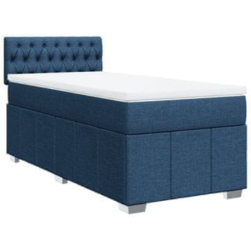 Vidaxl Box spring postelja z vzmetnico modra 90x200 cm blago