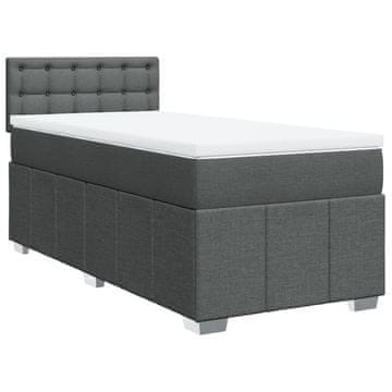 Vidaxl Box spring postelja z vzmetnico temno siva 90x190 cm blago