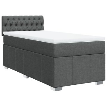 Vidaxl Box spring postelja z vzmetnico temno siva 100x200 cm blago