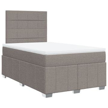 Vidaxl Box spring postelja z vzmetnico taupe 120x190 cm blago