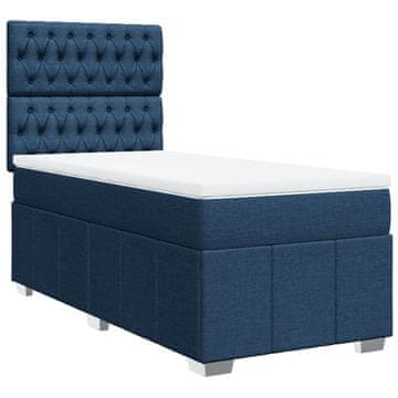 Vidaxl Box spring postelja z vzmetnico modra 90x200 cm blago