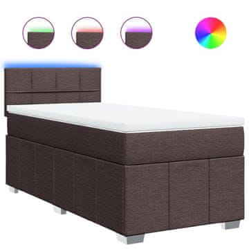 Vidaxl Box spring postelja z vzmetnico temno rjava 100x200 cm blago