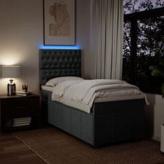 Vidaxl Box spring postelja z vzmetnico temno siva 80x200 cm blago